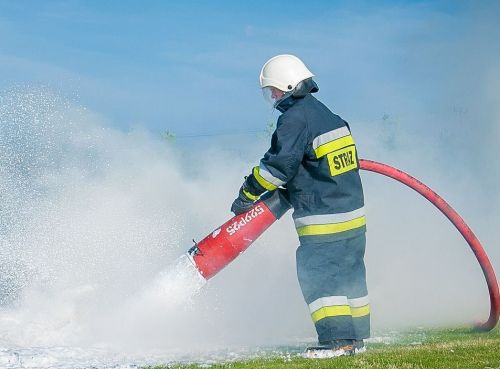 Pożar śmieci. Strażacy walczą z ogniem