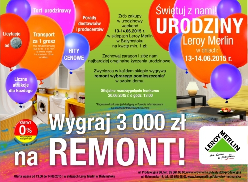 Urodziny Leroy Merlin. Do wygrania 2 remonty wybranego pomieszczenia