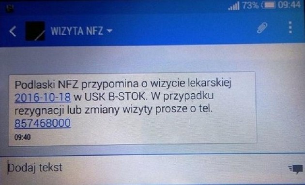 NFZ przypomni o wizycie SMS-em 