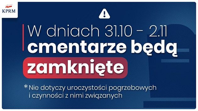 Cmentarze zamknięte. Rząd apeluje, by nie wyjeżdżać 