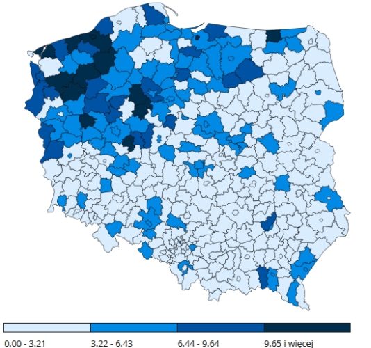 W tych powiatach przypada najwięcej chorych na 10 tys. mieszkańców [RAPORT]