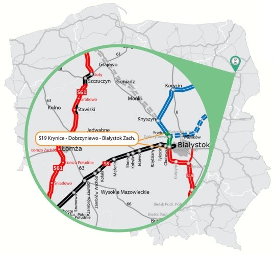 Węzeł Białystok Zachód - tu  połączą się dwie ekspresówki. Jest już wykonawca