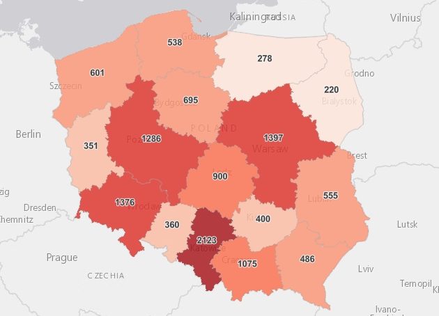 SARS-CoV-2. Tak wygląda Podlaskie na tle kraju