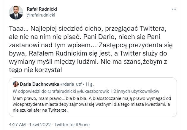 Zamiast pracować dla miasta, szuka afer na Twitterze. Kto nie lubi wpisów wiceprezydenta?