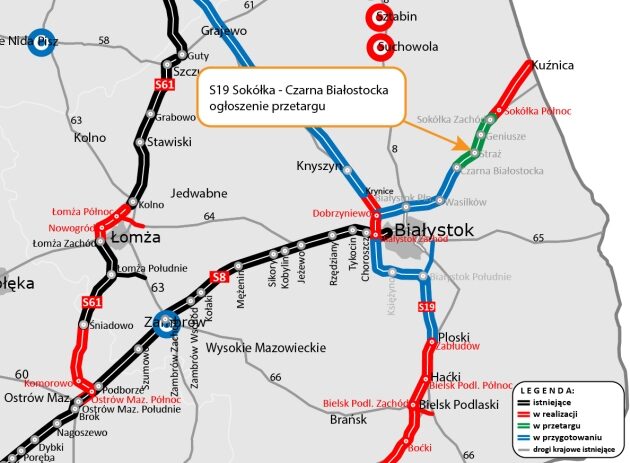 Ekspresowa S19 na północ od Białegostoku. Trwa przetarg