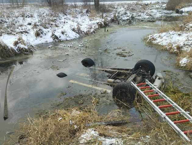 Samochód wpadł do rzeki, Uwaga na drogach!