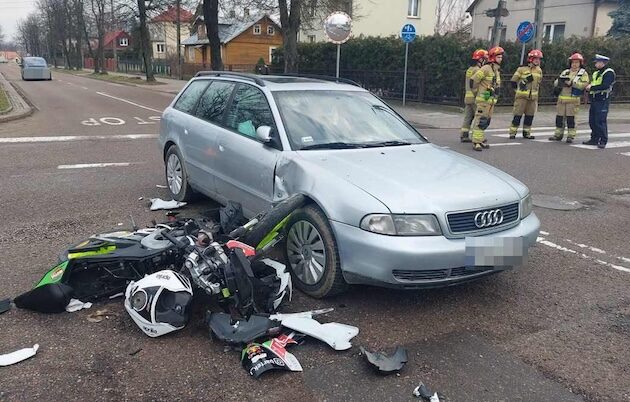 Wypadek z udziałem motocyklisty. Nastolatek w szpitalu 