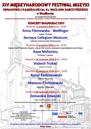 XIV Międzynarodowy Festiwal Muzyki Organowej  i Kameralnej im. ks. Wacława Rabczyńskiego