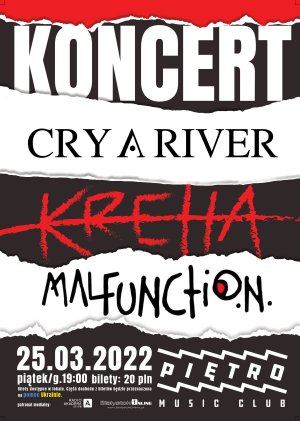Koncert zespołów Cry a River/KREHA/Malfunction