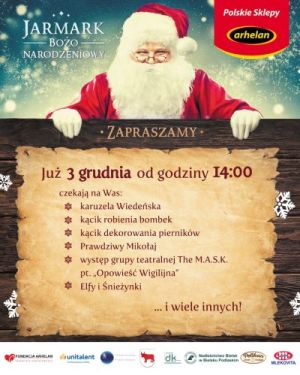 Wizyta Mikołaja w Bielsku: jarmark świąteczny w Arhelanie oraz konkursy na szkół i przedszkoli