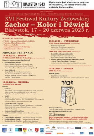 XVI Festiwal Kultury Żydowskiej Zachor - Kolor i Dźwięk