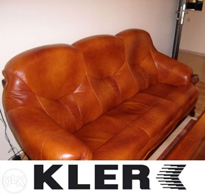 MEBLE KLER - skórzany zestaw 3+1 (sofa + fotel) - w bardzo dobrym stanie!