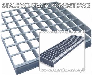 Stalowe kraty pomostowe, kraty Wema, stopnie schodowe. 