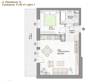 Inwestycja Willa Wiatrakowa mieszkanie 2-pokojowe 41,80m2