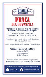 Pijalnia Wódki i Piwa - poszukiwany Barman!