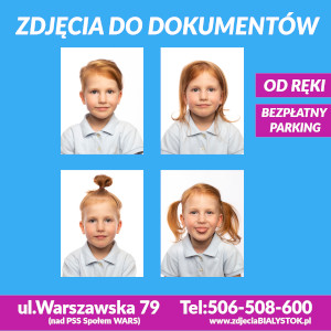 Zdjęcia do legitymacji - do dokumentów - fotograf Białystok