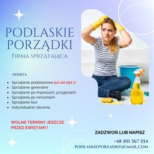 Sprzątanie mieszkań, domów Wolne terminy przed świętami