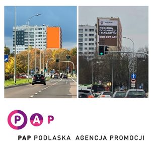 Reklama przy głównej trasie – ul. Branickiego, kierunek Centrum