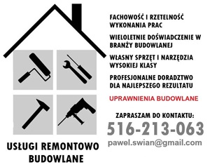 USŁUGI REMONTOWO-BUDOWLANE z uprawnieniami!!!